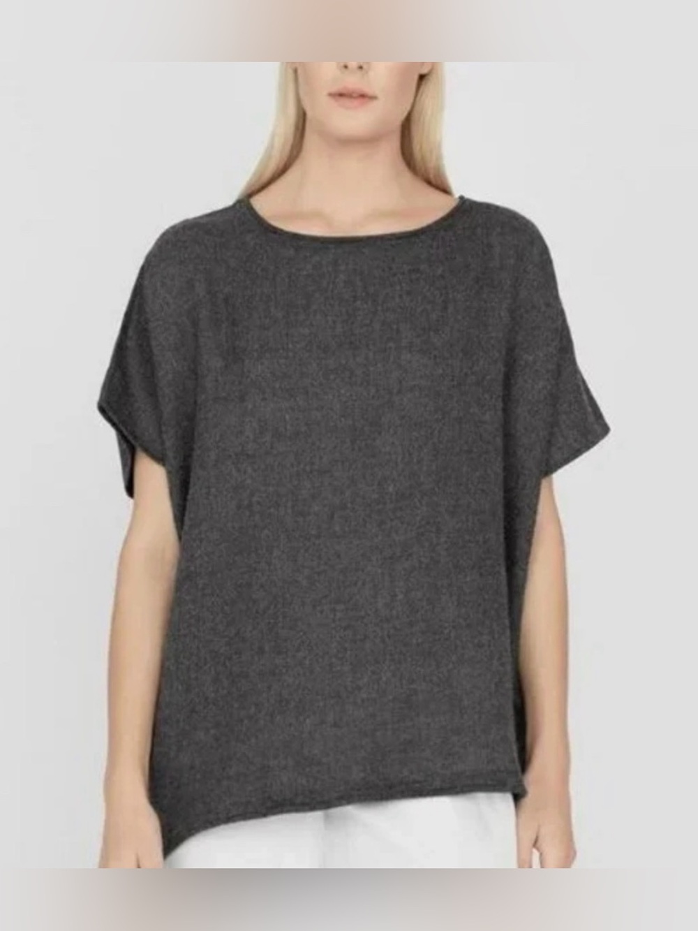 Cuyana 100% Baby Alpaca Sweater Poncho Top One Size Gray Oversized Cozy Luxury